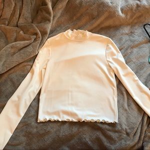 Forever 21 Mock Neck Frill Edge Crop Top